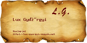 Lux Györgyi névjegykártya